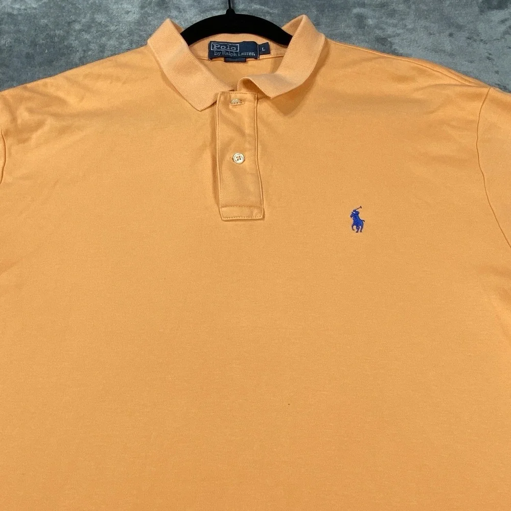 Vintage Polo Ralph Lauren‎ Shirt Men Orange Purple Classic Fit Golf All Cotton